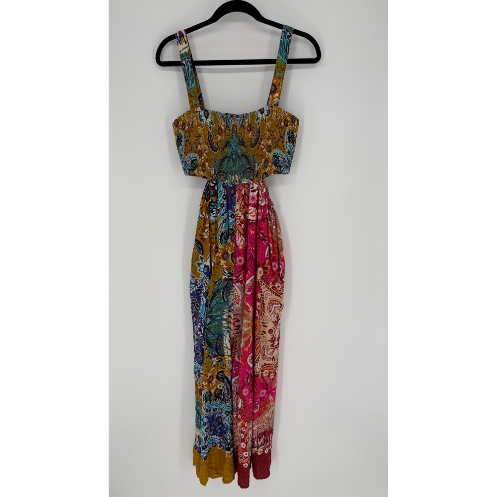 ANTHROPOLOGIE PIPER CUTOUT PATCHWORK JUMPSUIT XS WHIMSICAL BOHO ARTSY MAXIMALIST